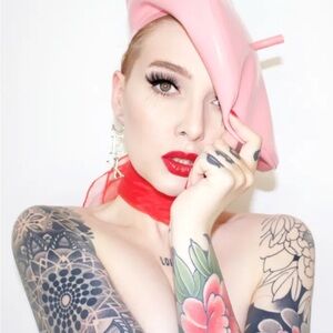 Torture Garden RED Latex Beret Hat
